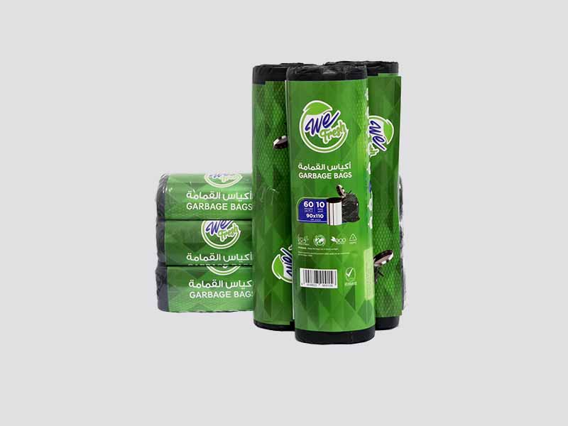 Wefresh black garbage bags in wholesale bulk packaging for heavy-duty use in UAE.