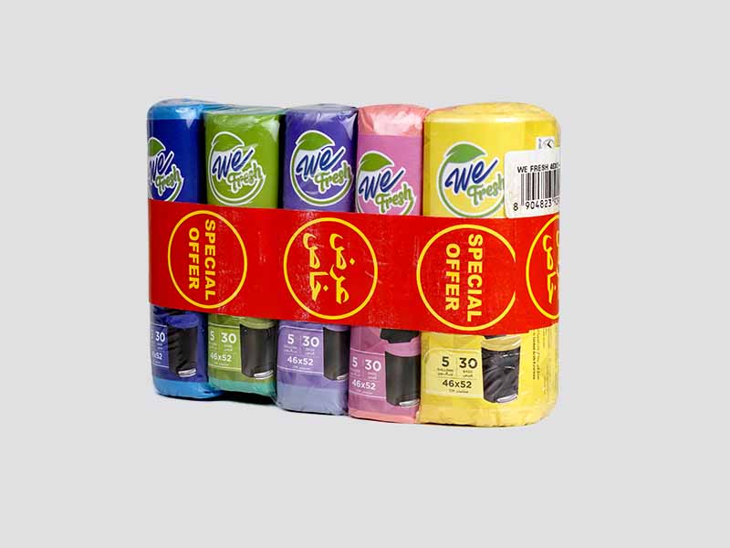 Wefresh colored garbage bags in assorted colors, wholesale supply in UAE.